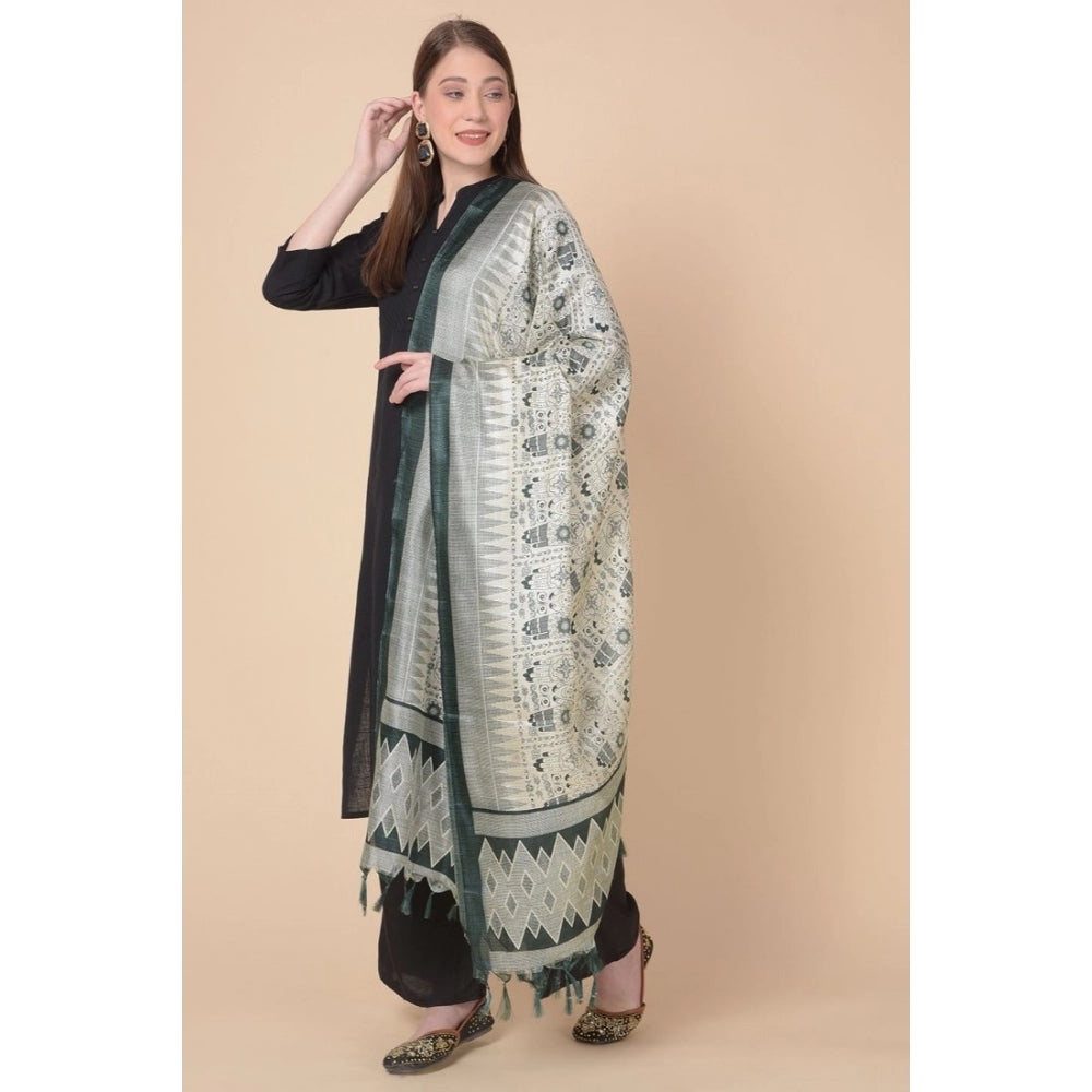 Generischer bedruckter Dupatta aus Kunstseide für Damen (Grau, Länge: 2,25 bis 2,50 m)