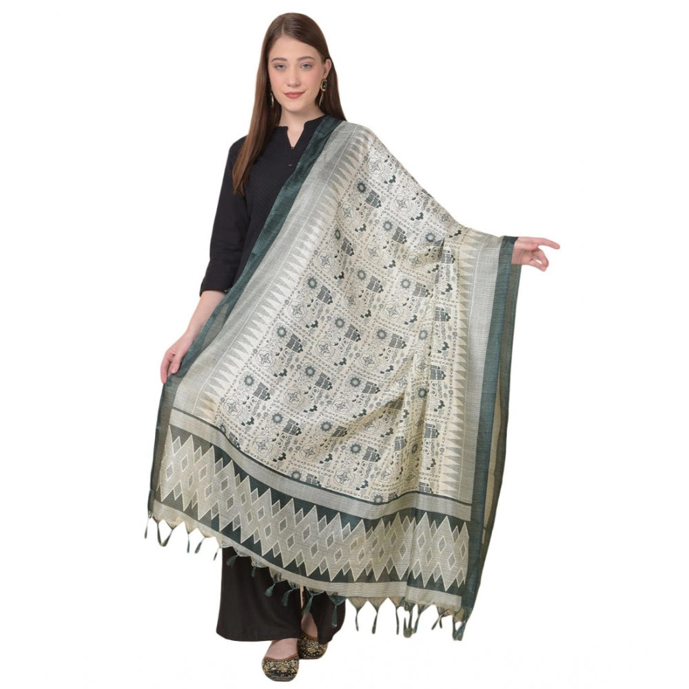 Generischer bedruckter Dupatta aus Kunstseide für Damen (Grau, Länge: 2,25 bis 2,50 m)