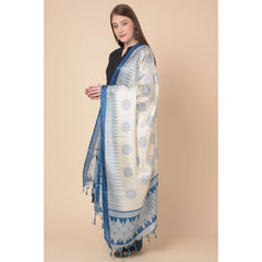 Generic Women's Art Silk Printed Dupatta (Turquoise, Length: 2.25 to 2.50 Mtr)