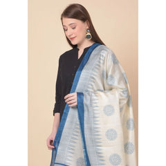 Generic Women's Art Silk Printed Dupatta (Turquoise, Length: 2.25 to 2.50 Mtr)