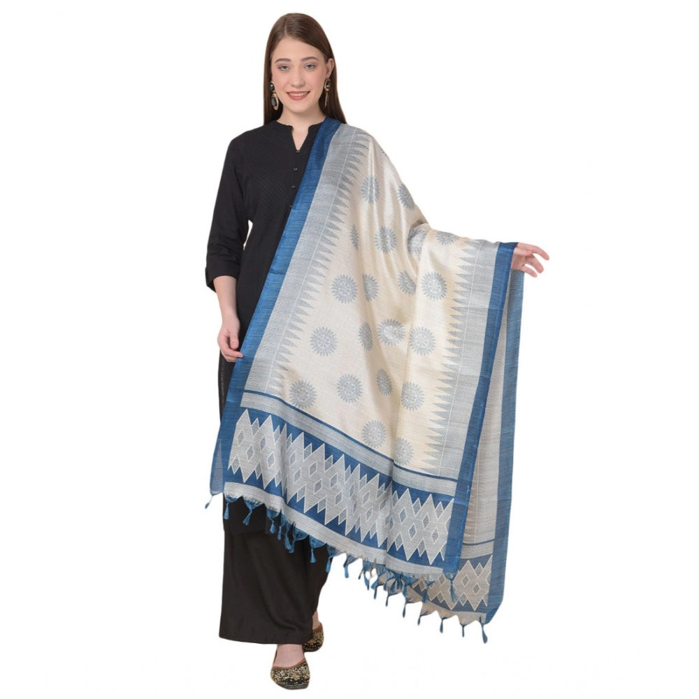 Generischer bedruckter Dupatta aus Kunstseide für Damen (Türkis, Länge: 2,25 bis 2,50 m)