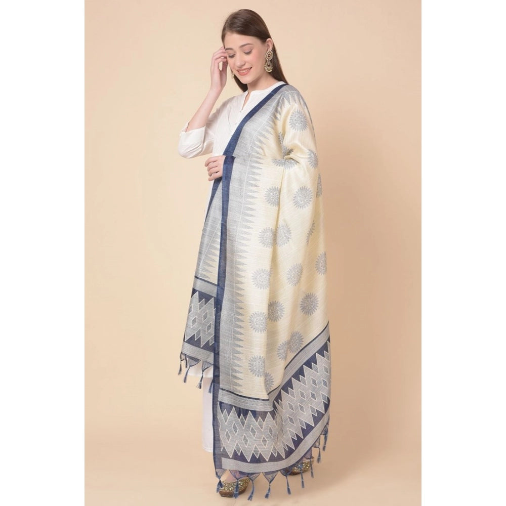 Generischer bedruckter Dupatta aus Kunstseide für Damen (blau, Länge: 2,25 bis 2,50 m)