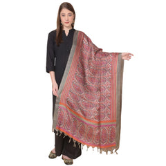 Generischer bedruckter Dupatta aus Kunstseide für Damen (Grau, Länge: 2,25 bis 2,50 m)