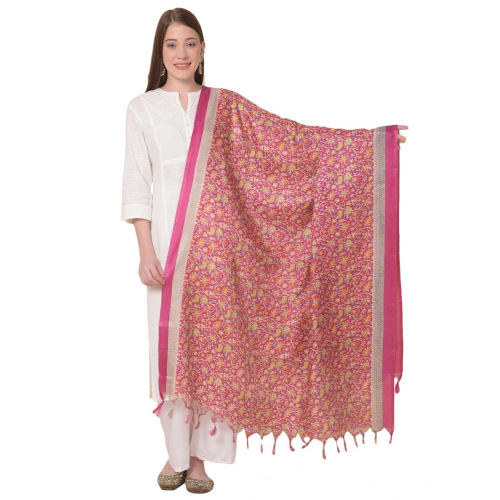 Generischer bedruckter Dupatta aus Kunstseide für Damen (Rosa, Länge: 2,25 bis 2,50 m)