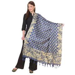 Generischer bedruckter Dupatta aus Kunstseide für Damen (blau, Länge: 2,25 bis 2,50 m)