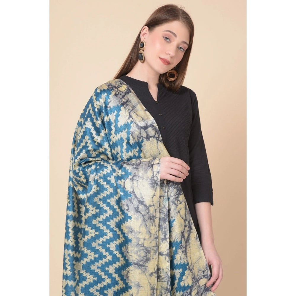 Generischer bedruckter Dupatta aus Kunstseide für Damen (blau, Länge: 2,25 bis 2,50 m)