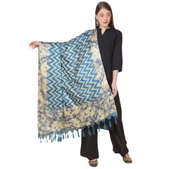 Generic Women's Art Silk Printed Dupatta (Blue, Length: 2.25 to 2.50 Mtr)