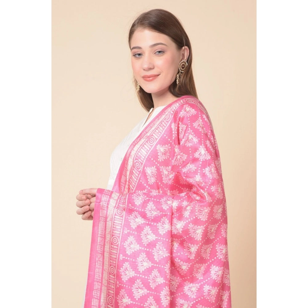 Generischer bedruckter Dupatta aus Kunstseide für Damen (Rosa, Länge: 2,25 bis 2,50 m)