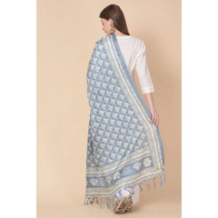 Generic Women's Art Silk Printed Dupatta (Grey, Length: 2.25 to 2.50 Mtr)