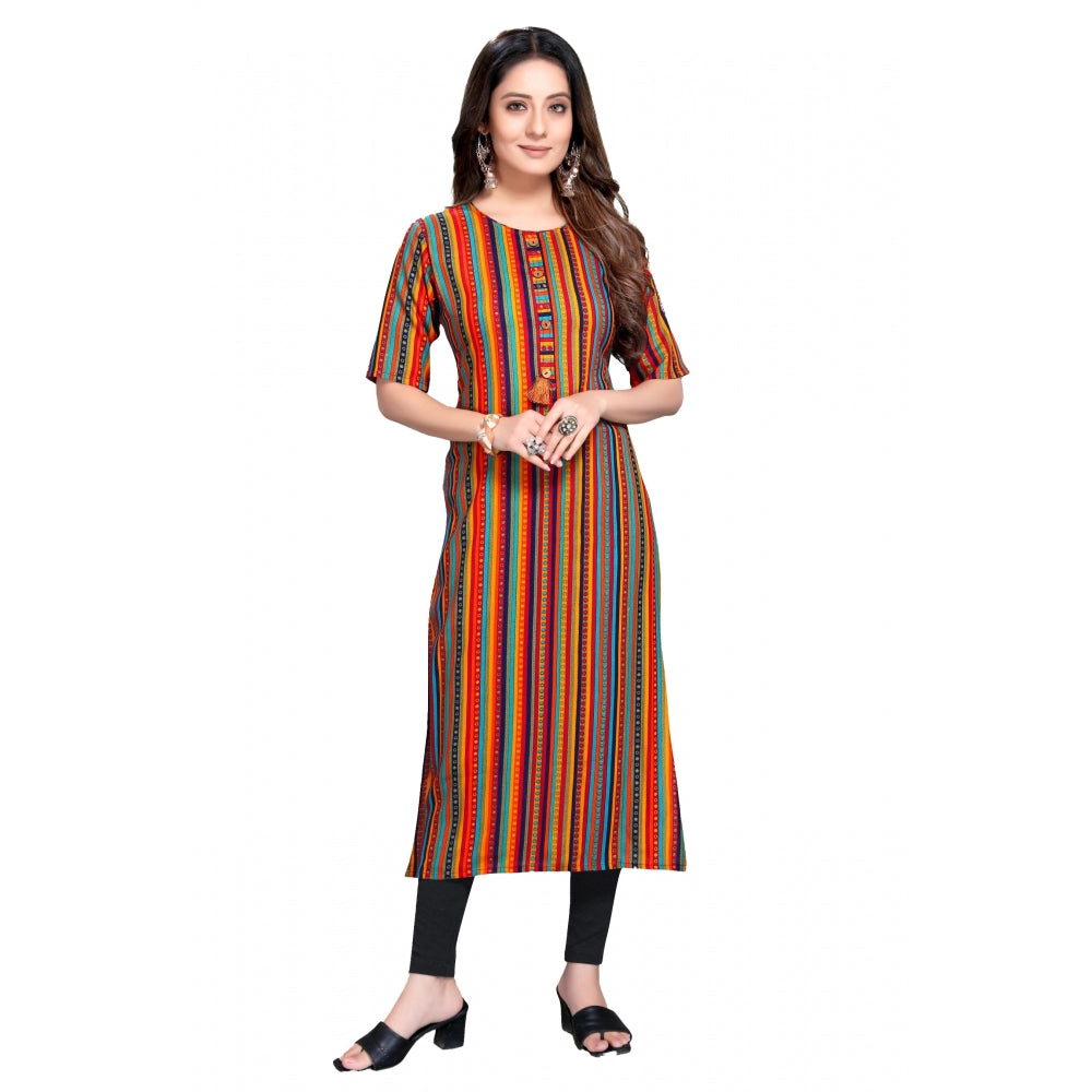 Generisches Damen-Kurti mit 3/4-Ärmeln und Streifen aus Viskose-Rayon (mehrfarbig)