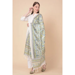 Generic Women's Art Silk Printed Dupatta (Grey, Length: 2.25 to 2.50 Mtr)