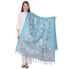 Generic Women's Art Silk Printed Dupatta (Turquoise, Length: 2.25 to 2.50 Mtr)