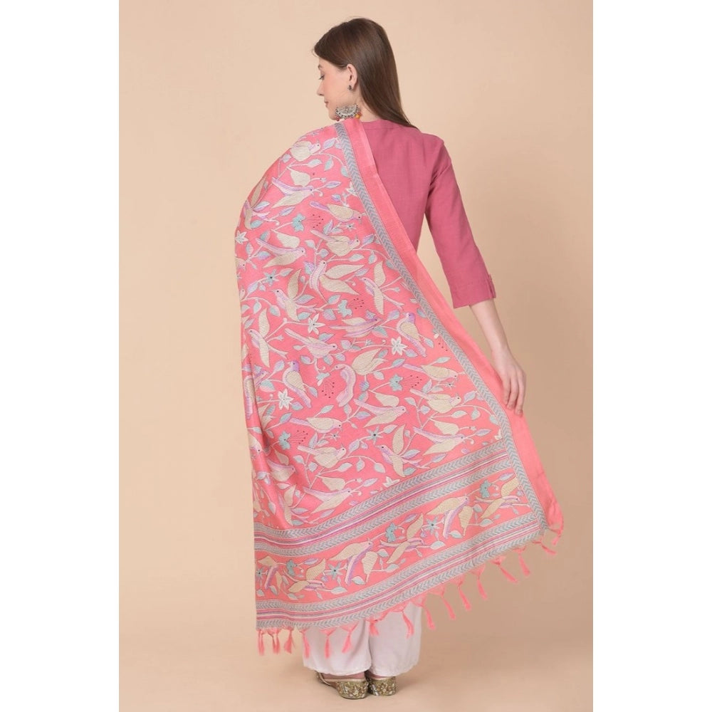 Generischer bedruckter Dupatta aus Kunstseide für Damen (Rosa, Länge: 2,25 bis 2,50 m)