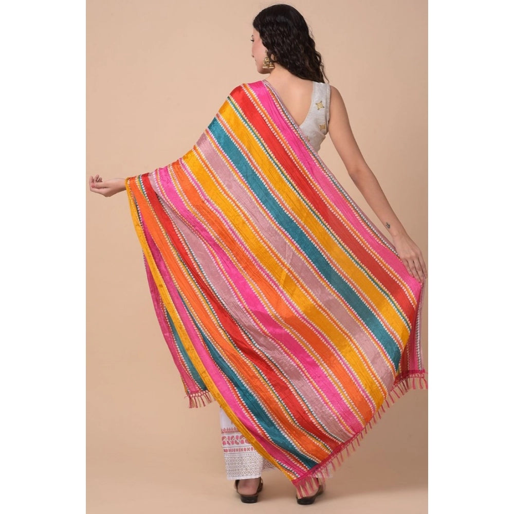 Generic Women's Chanderi Printed Dupatta (Multicolor, Length: 2.25 to 2.50 Mtr)