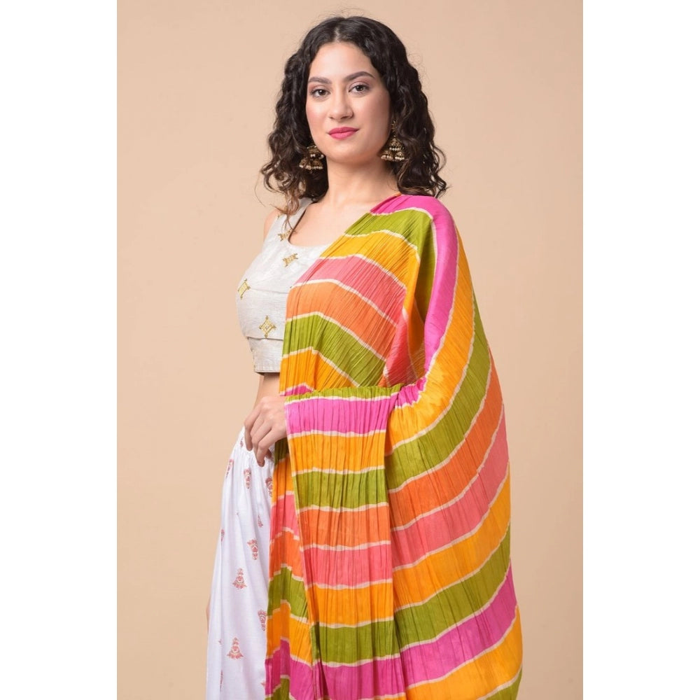 Generischer Chanderi-Dupatta mit Aufdruck für Damen (mehrfarbig, Länge: 2,25 bis 2,50 m)