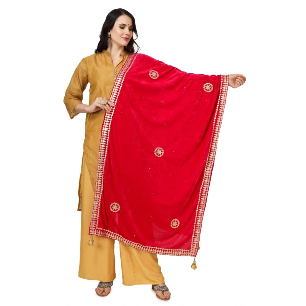 Generischer Gotta Patti Dupatta aus Samt für Damen (Rosa, Länge: 2,25 bis 2,50 m)