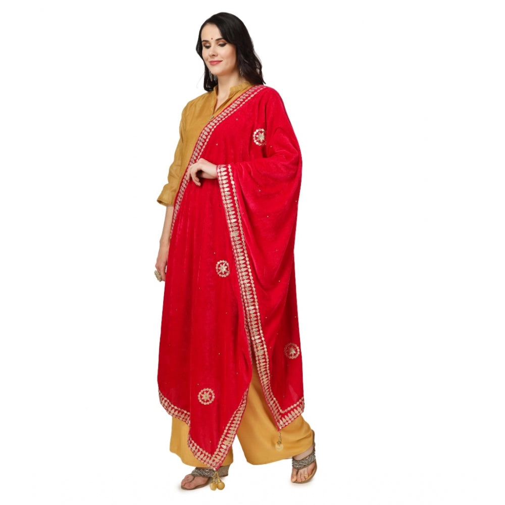 Generischer Gotta Patti Dupatta aus Samt für Damen (Rosa, Länge: 2,25 bis 2,50 m)