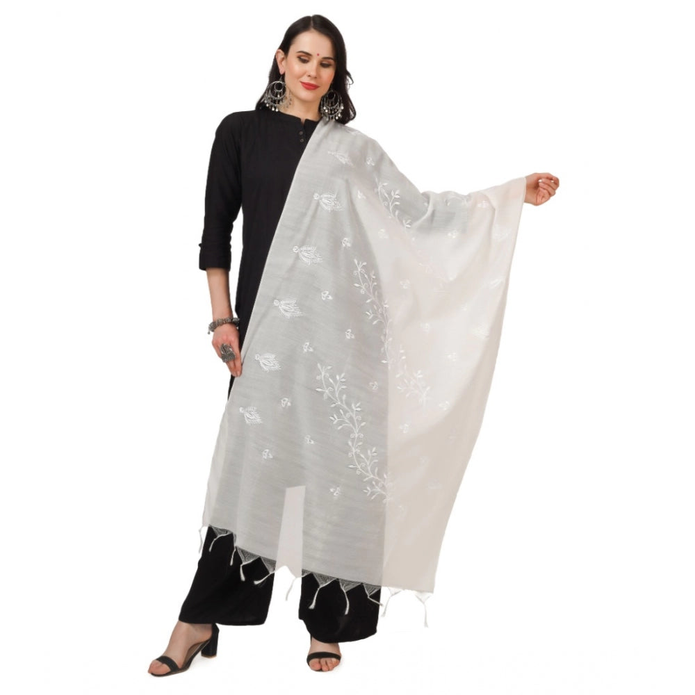 Generischer bestickter Dupatta aus Baumwolle für Damen (weiß, Länge: 2,25 bis 2,50 m)