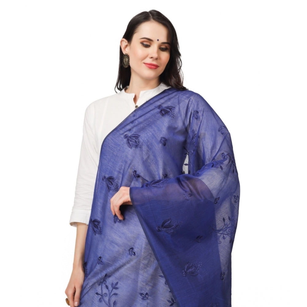 Generischer bestickter Dupatta aus Baumwolle für Damen (blau, Länge: 2,25 bis 2,50 m)