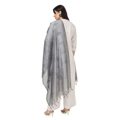 Generischer bestickter Dupatta aus Baumwolle für Damen (Grau, Länge: 2,25 bis 2,50 m)