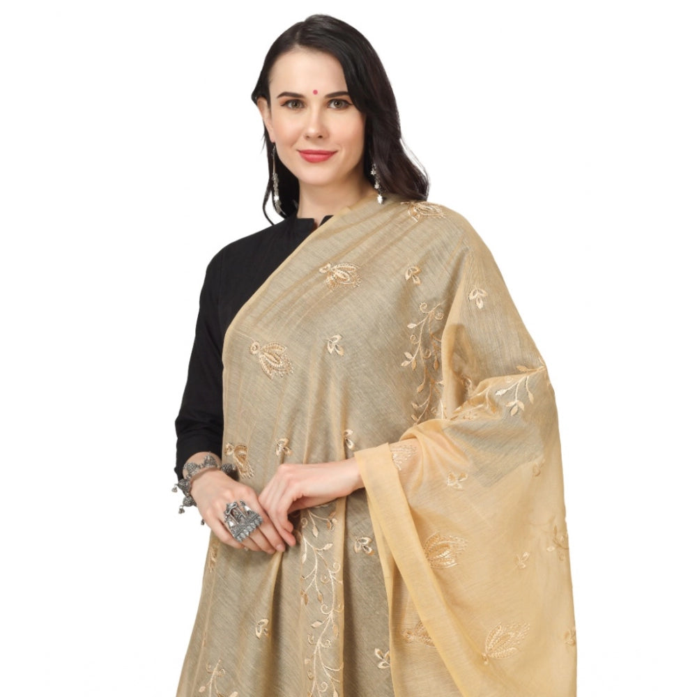 Generischer bestickter Dupatta aus Baumwolle für Damen (Gold, Länge: 2,25 bis 2,50 m)