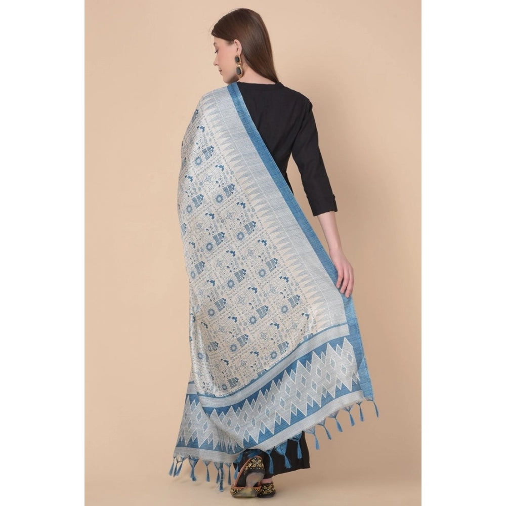 Generischer bedruckter Dupatta aus Kunstseide für Damen (Türkis, Länge: 2,25 bis 2,50 m)