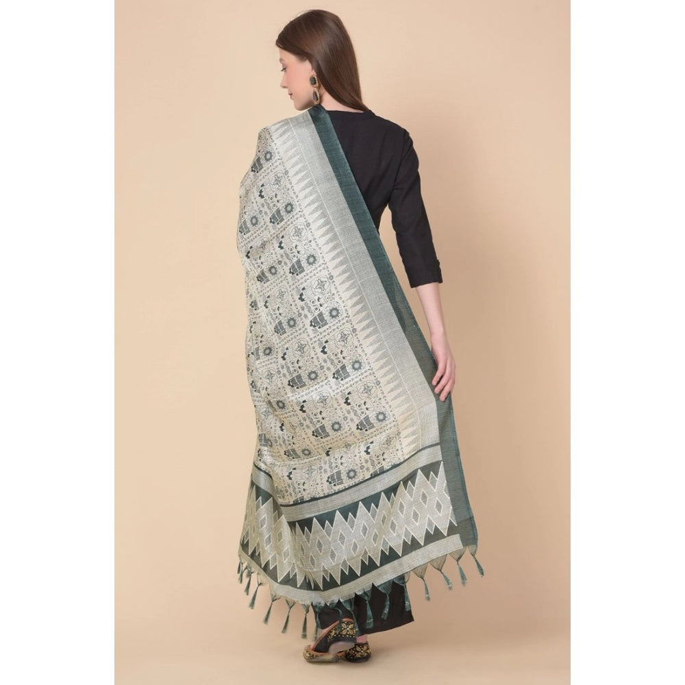 Generic Women's Art Silk Printed Dupatta (Grey, Length: 2.25 to 2.50 Mtr)