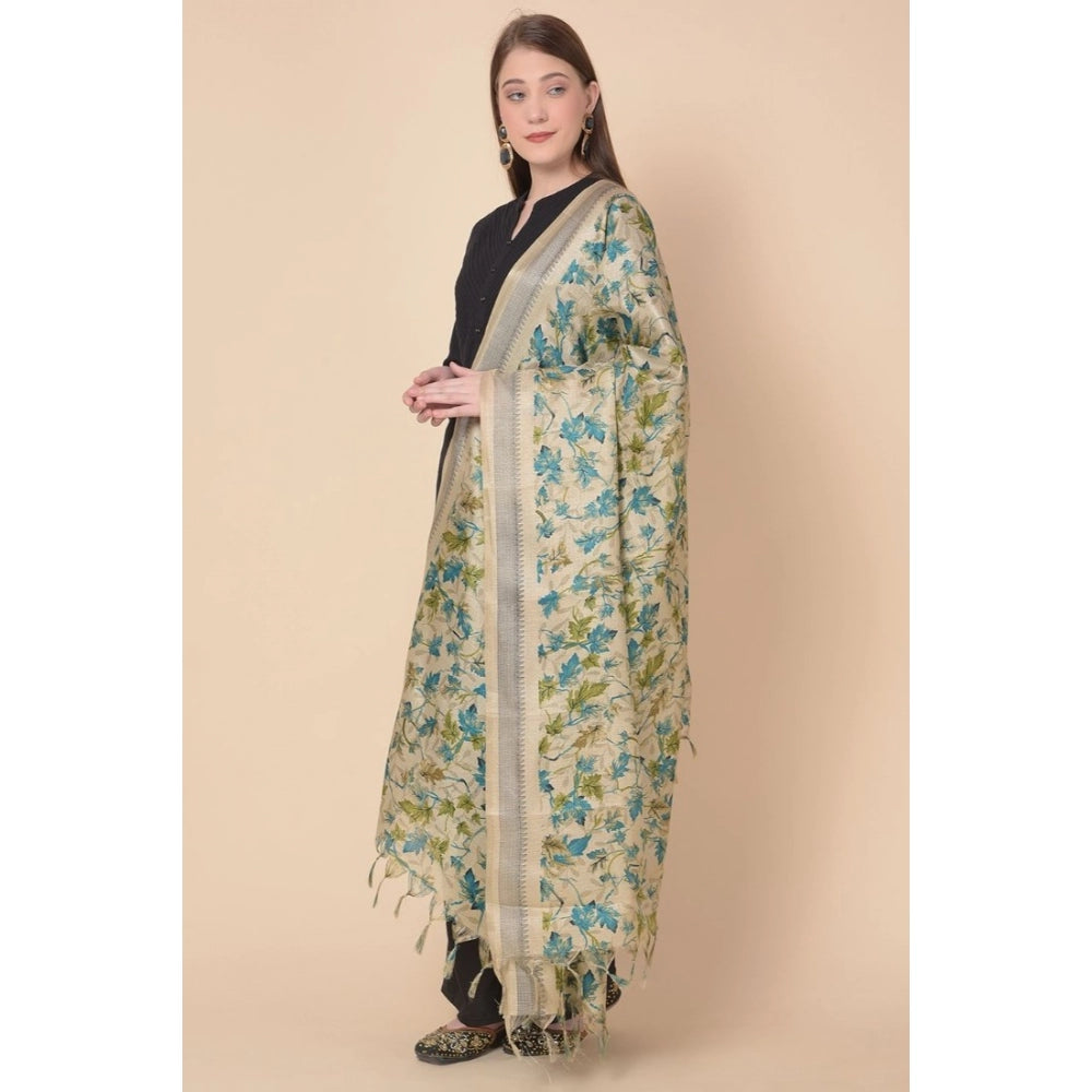 Generischer bedruckter Dupatta aus Kunstseide für Damen (Gold, Länge: 2,25 bis 2,50 m)