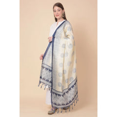 Generischer bedruckter Dupatta aus Kunstseide für Damen (blau, Länge: 2,25 bis 2,50 m)