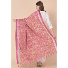 Generischer bedruckter Dupatta aus Kunstseide für Damen (Rosa, Länge: 2,25 bis 2,50 m)