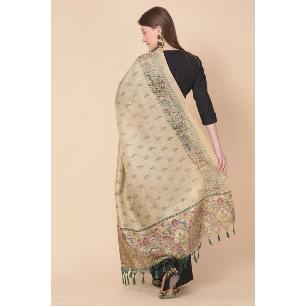 Generischer bedruckter Dupatta aus Kunstseide für Damen (Gold, Länge: 2,25 bis 2,50 m)