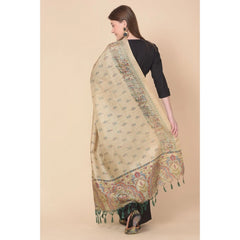 Generic Women's Art Silk Printed Dupatta (Gold, Length: 2.25 to 2.50 Mtr)