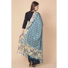 Generischer bedruckter Dupatta aus Kunstseide für Damen (blau, Länge: 2,25 bis 2,50 m)