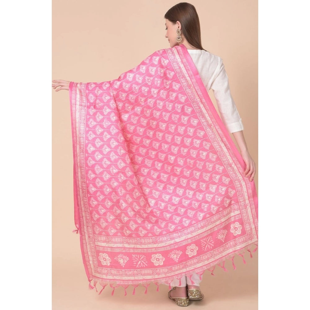 Generischer bedruckter Dupatta aus Kunstseide für Damen (Rosa, Länge: 2,25 bis 2,50 m)