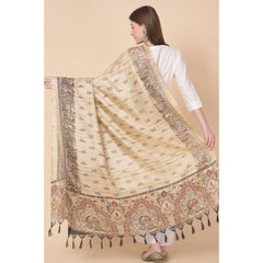 Generic Women's Art Silk Printed Dupatta (Gold, Length: 2.25 to 2.50 Mtr)