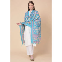 Generic Women's Art Silk Printed Dupatta (Turquoise, Length: 2.25 to 2.50 Mtr)