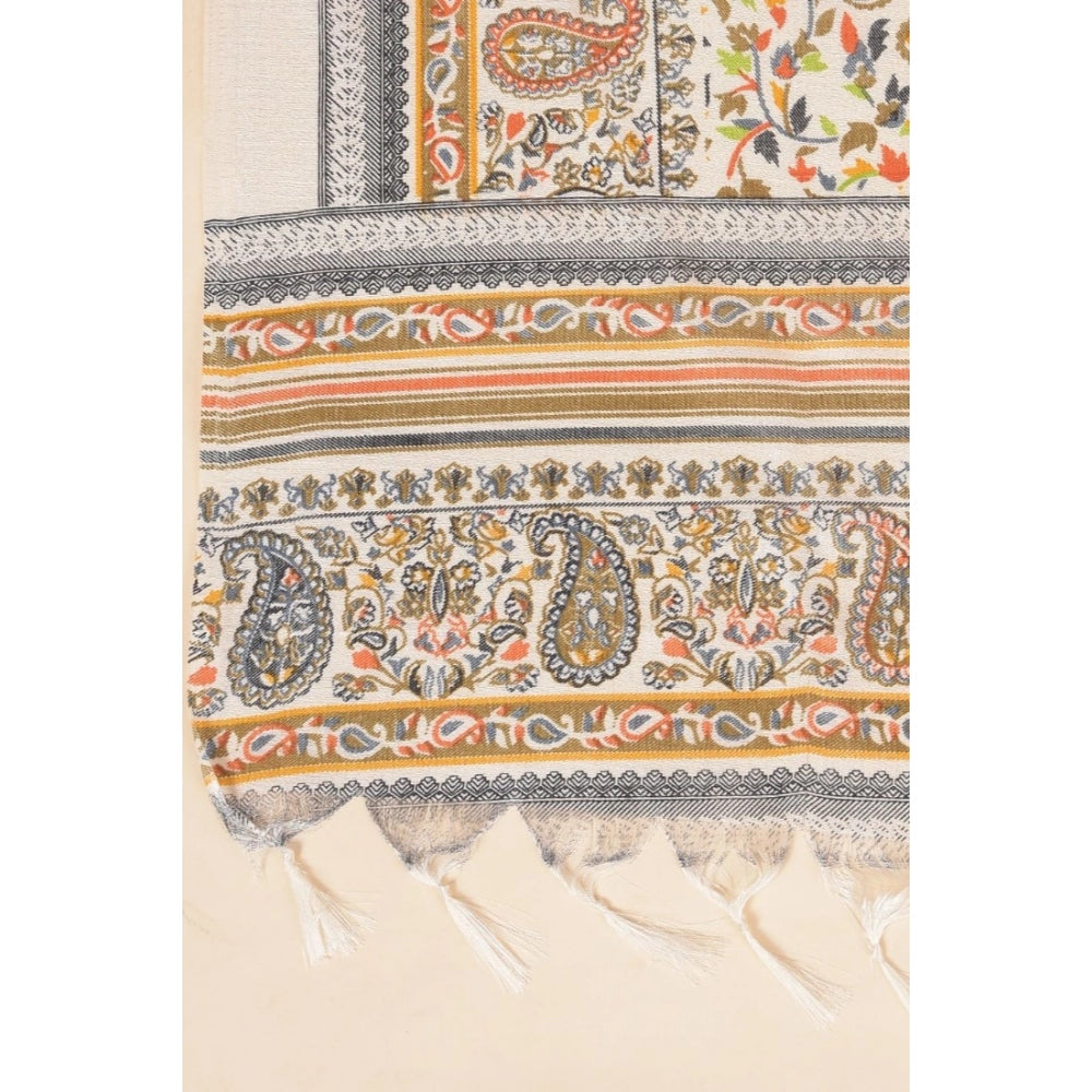 Generischer bedruckter Dupatta aus Kunstseide für Damen (weiß, Länge: 2,25 bis 2,50 m)