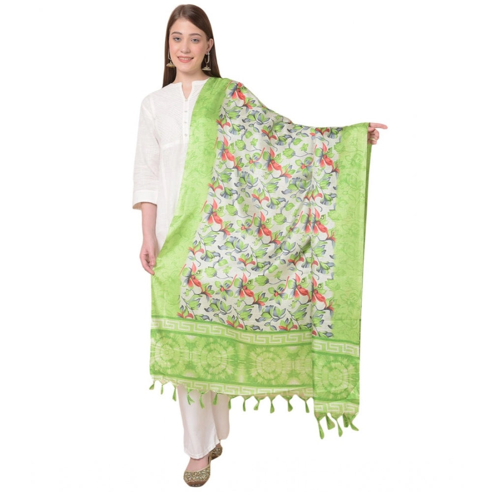 Generischer bedruckter Dupatta aus Kunstseide für Damen (Hellgrün, Länge: 2,25 bis 2,50 m)