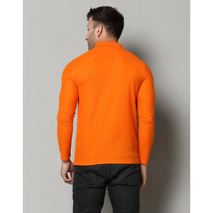 Generic Herren-T-Shirt mit langen Ärmeln und Polokragen aus massiver Baumwollmischung (Orange)