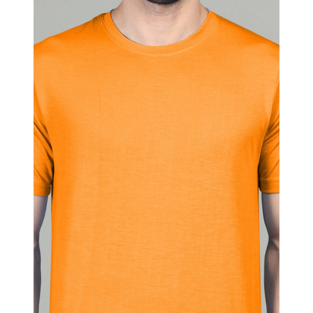 Generisches Herren-T-Shirt mit halblangen Ärmeln und Rundhalsausschnitt aus massiver Baumwollmischung (Orange)