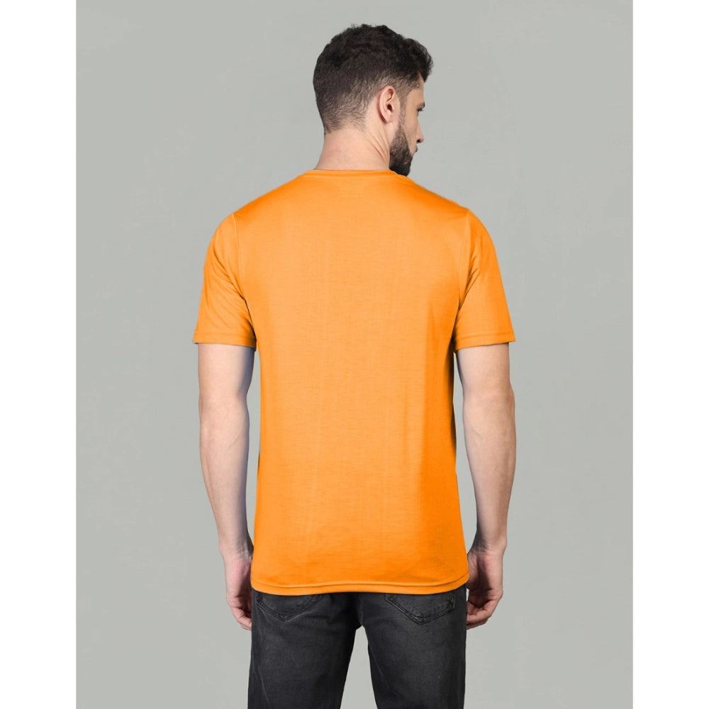 Generisches Herren-T-Shirt mit halblangen Ärmeln und Rundhalsausschnitt aus massiver Baumwollmischung (Orange)