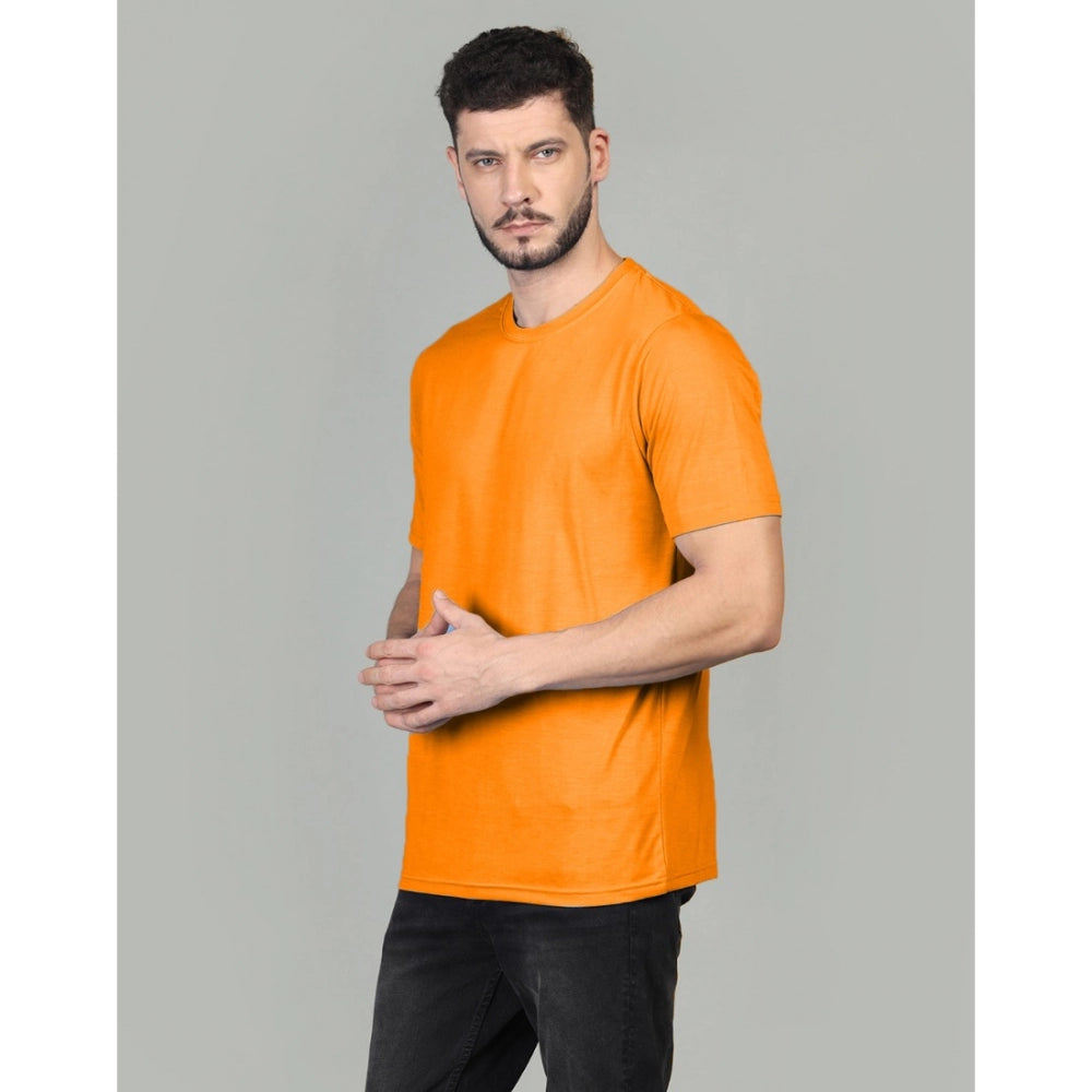 Generisches Herren-T-Shirt mit halblangen Ärmeln und Rundhalsausschnitt aus massiver Baumwollmischung (Orange)