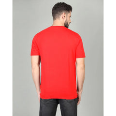 Generic Men's Casual Half Sleeve Solid Cotton Blended Round Neck T-shirt (Red)