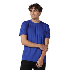 Generic Men's Casual Half Sleeve Solid Polyester Round Neck T-shirt (Royal)