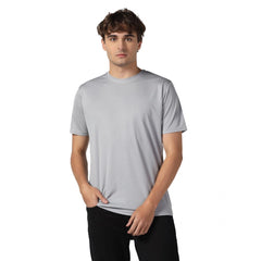 Generic Men's Casual Half Sleeve Solid Polyester Round Neck T-shirt (Lgrey)