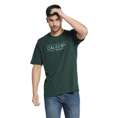 Generic Men's Casual Half Sleeve Printed Cotton Blended Round Neck T-shirt (B.Green)