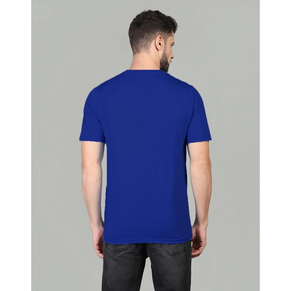 Generic Men's Casual Half Sleeve Solid Cotton Blended Round Neck T-shirt (Royal)