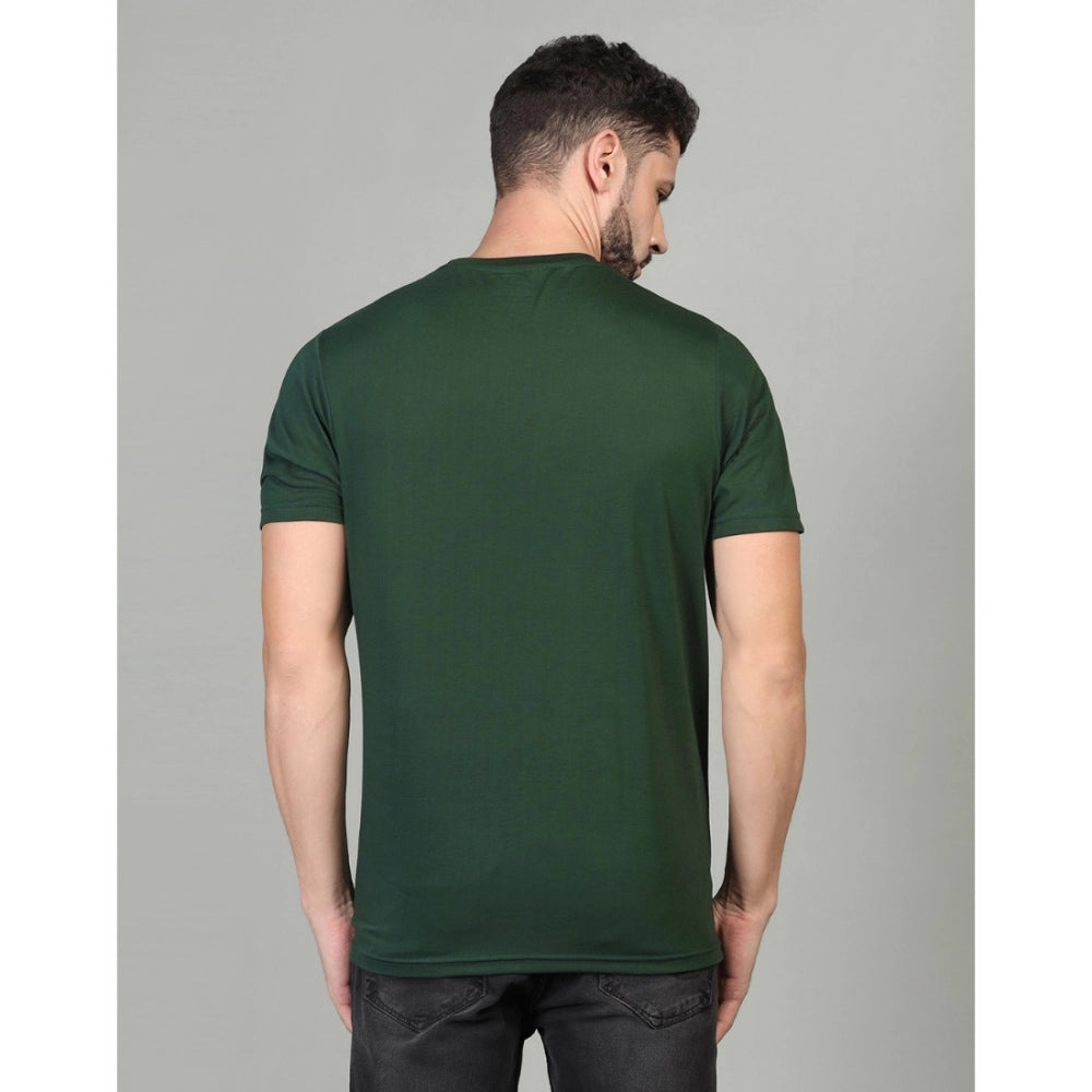 Generic Men's Casual Half Sleeve Solid Cotton Blended Round Neck T-shirt (B.Green)