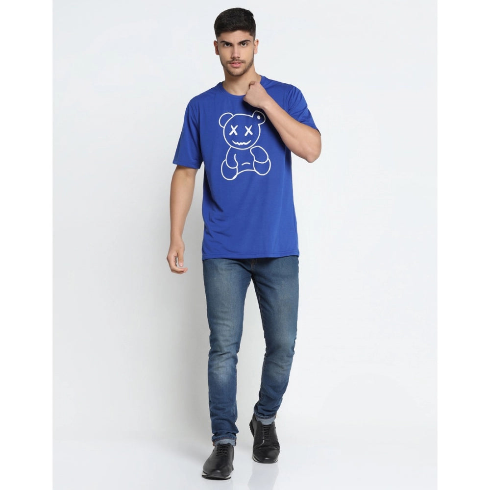 Generisches Herren-T-Shirt mit halblangen Ärmeln und Rundhalsausschnitt aus Baumwollmischung mit Aufdruck (Royal)