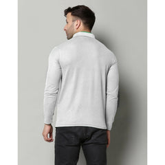 Generic Men's Casual Full Sleeve Solid Cotton Blended Polo Neck T-shirt (L.Grey)